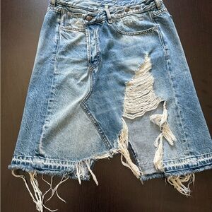 R13 Blue Asymmetrical Pencil Skirt